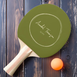 Mid-Century Modern Süße Olive mit Namen Tischtennis Schläger