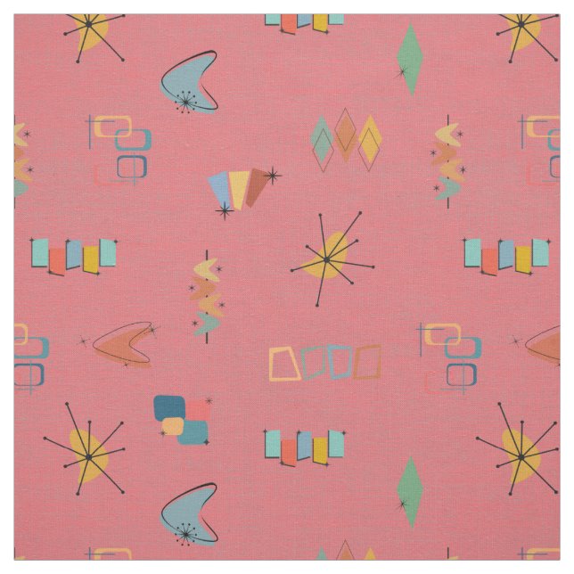 Mid Century Modern Texturierte Wassermelone Stoff (Muster)