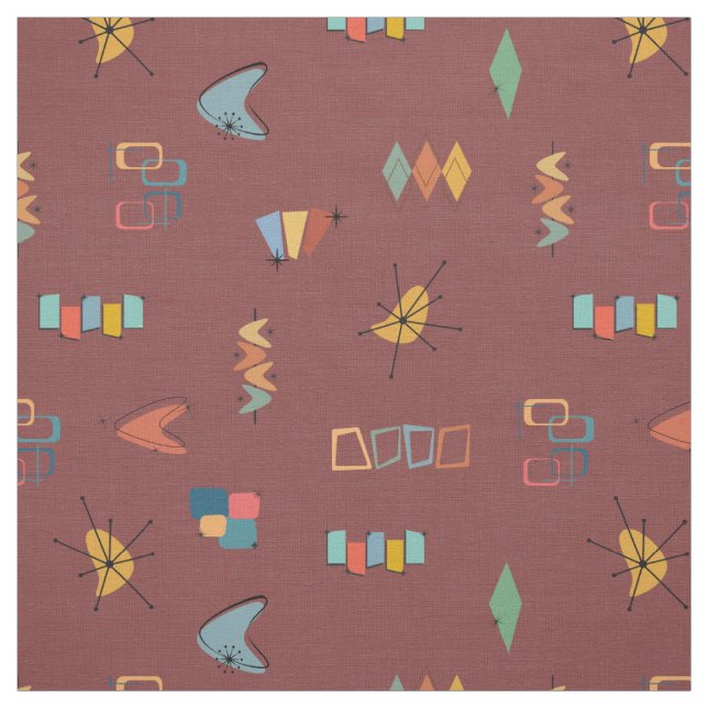 Mid Century Modern Texturiertes Grau Sangria Stoff (Muster)