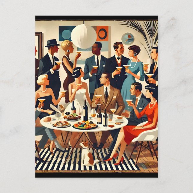 Mid Century Modern The Martini Intellectuals  Postkarte (Vorderseite)