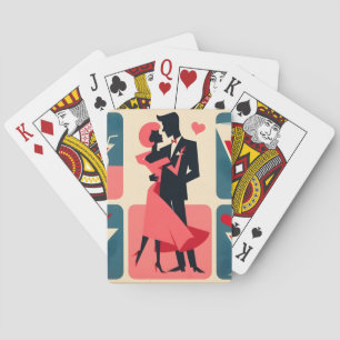 Mid Century Modern Valentinstag Tanzendes Paar Spielkarten