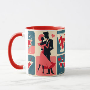 Mid Century Modern Valentinstag Tanzendes Paar Tasse