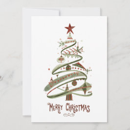 Mid-Century Modern Watercolor Holiday Card Feiertagskarte