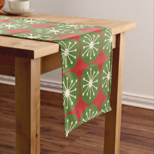 Mid Century Modern Weihnachten Retro Atomare Punkt Kurzer Tischläufer