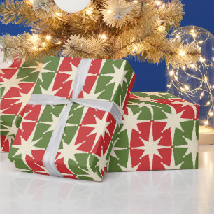 Mid Century Modern Weihnachten Retro Sternenexplos Geschenkpapier