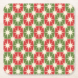 Mid Century Modern Weihnachten Retro Sternenexplos Rechteckiger Pappuntersetzer