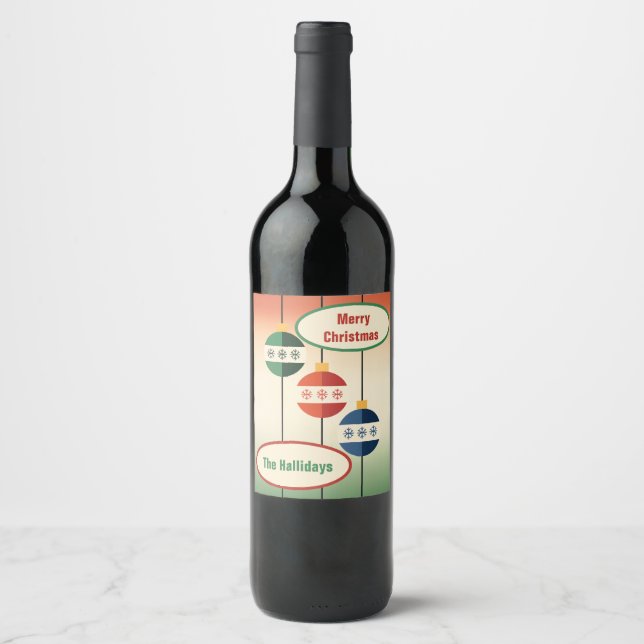 Mid Century Modern Weihnachten Weinetikett (Vorderseite)
