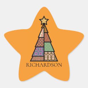 Mid-century Modern Weihnachtsbaum mit Monogramm Stern-Aufkleber