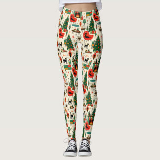 Mid Century Modern Weihnachtskatzen Retro Atomic Ä Leggings