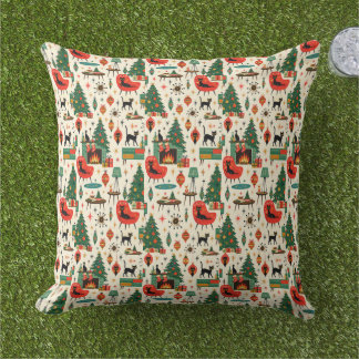 Mid Century Modern Weihnachtskatzen Retro Atomzeit Kissen