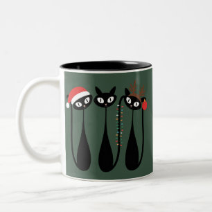 Mid Century Modern Weihnachtskatzen Retro Klassike Zweifarbige Tasse