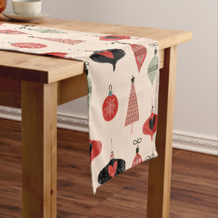 Mid Century Modern Weihnachtsmuster Kurzer Tischläufer