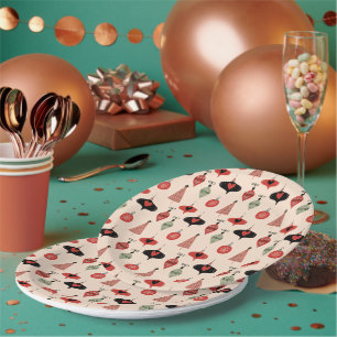 Mid Century Modern Weihnachtsmuster Pappteller