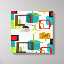 Mid Century Modern Wrapped Canvas Abstract #16