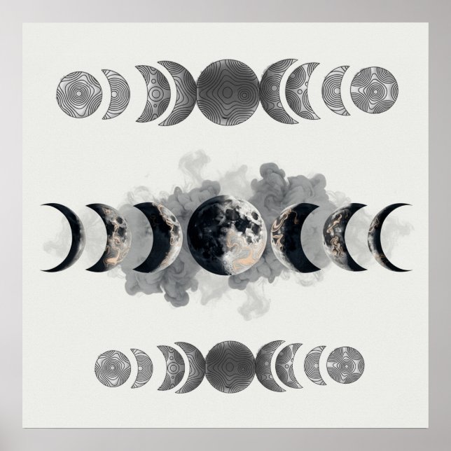 Mid-Century Moon Phases Totem Poster | Bauhaus Geo (Vorne)