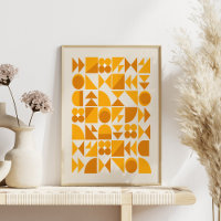 Mid Century Mustard Yellow Geometric Wall Art