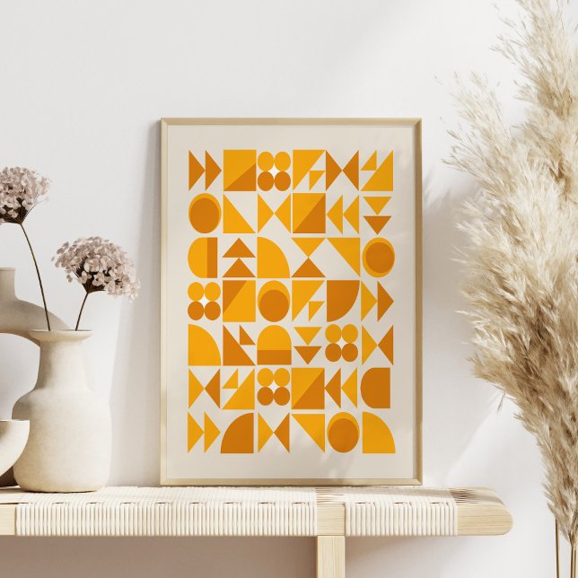 Mid Century Mustard Yellow Geometric Wall Art Poster (Von Creator hochgeladen)