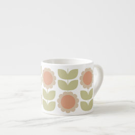  Mid-Century Pastel Pink Retro Floral Pattern Espressotasse