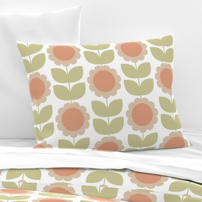  Mid-Century Pastel Pink Retro Floral Pattern Kissenbezug (Von Creator hochgeladen)
