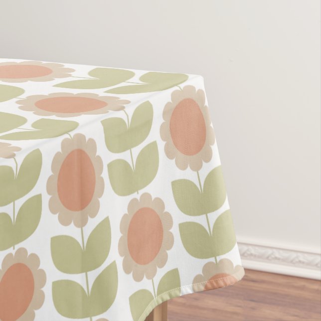  Mid-Century Pastel Pink Retro Floral Pattern Tischdecke (Beispiel)