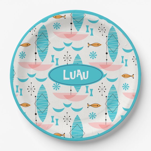 Mid Century Pink Catamaran Pappteller (Vorderseite)