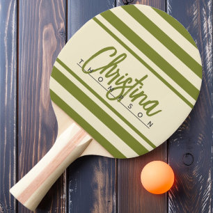 Mid-Century Polo Banner Weiden Grün Gemalt Name Tischtennis Schläger
