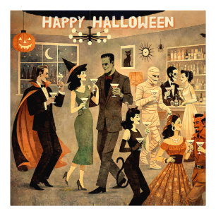 Mid Century Retro 40er Halloween Martini-Party Fotodruck