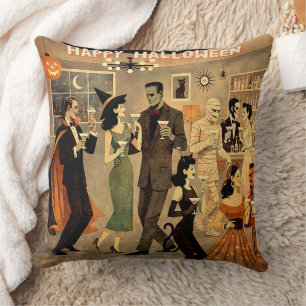 Mid Century Retro 40er Halloween Martini-Party Kissen