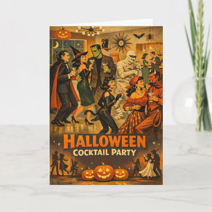 Mid Century Retro 50er Halloween Martini-Party Karte