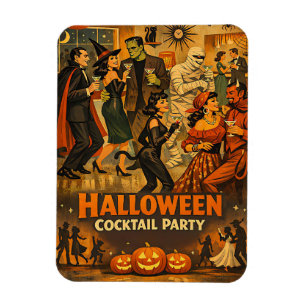 Mid Century Retro 50er Halloween Martini-Party Magnet