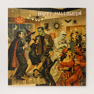 Mid Century Retro 50er Halloween Martini-Party Puzzle