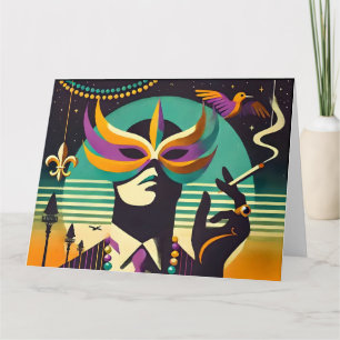 Mid Century Retro 60er Mardi Gras Der rauchende Ma Karte