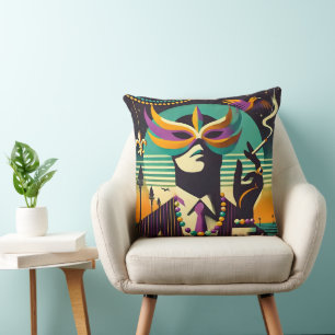 Mid Century Retro 60er Mardi Gras Der rauchende Ma Kissen