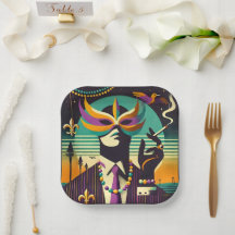 Mid Century Retro 60er Mardi Gras Der rauchende Ma