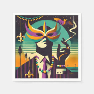 Mid Century Retro 60er Mardi Gras Der rauchende Ma Serviette