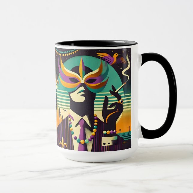 Mid Century Retro 60s Mardi Gras The Smoking Man Tasse (Rechts)