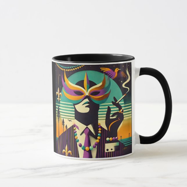 Mid Century Retro 60s Mardi Gras The Smoking Man Tasse (Rechts)