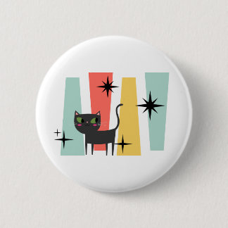 Mid Century Retro Cat  Button