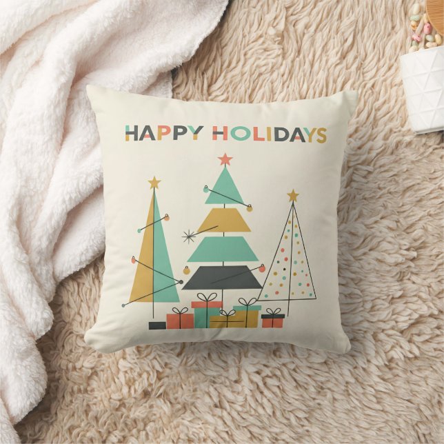 Mid-Century Retro Christmas Trees Kissen (Decke)