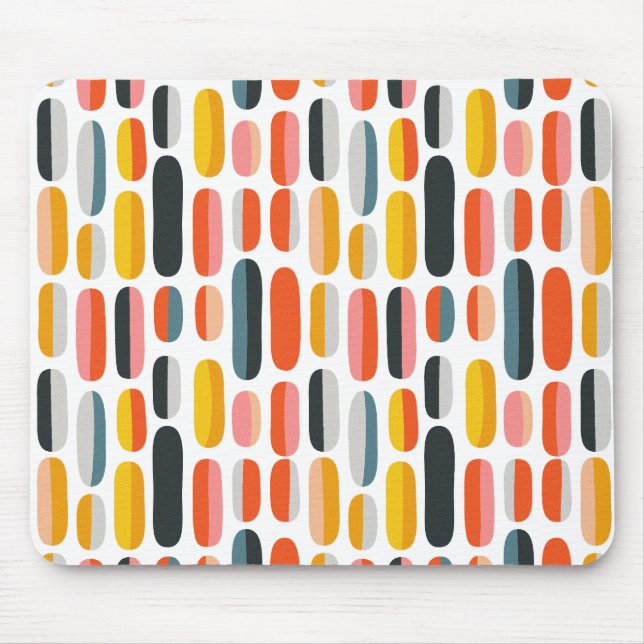 Mid Century Retro Geometric Abstract Pattern Mousepad (Vorne)