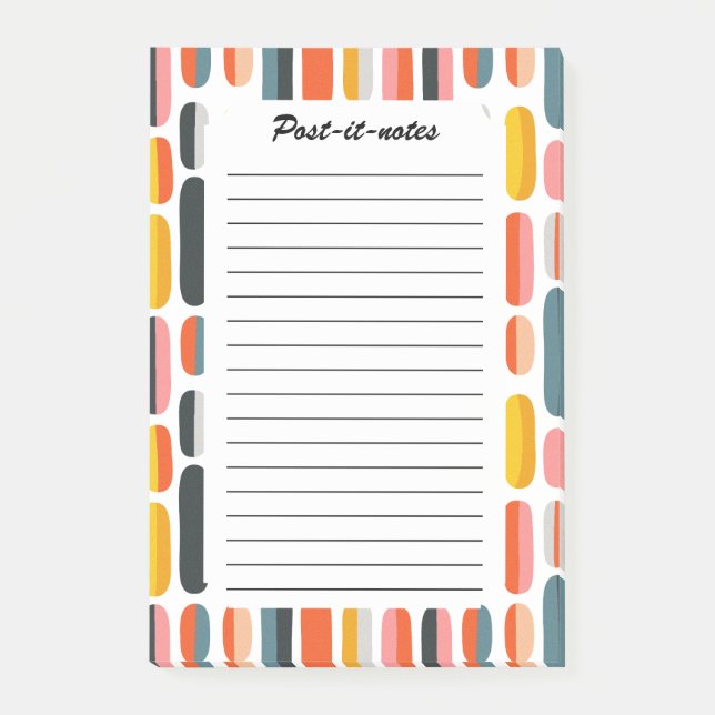 Mid-Century-Retro-geometrisches abstraktes Muster Post-it Klebezettel (Vorderseite)