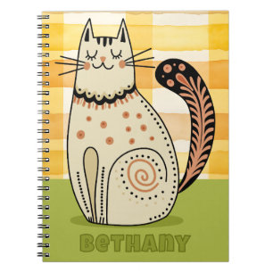 Mid Century Retro Kitty Cat Custom Notizblock