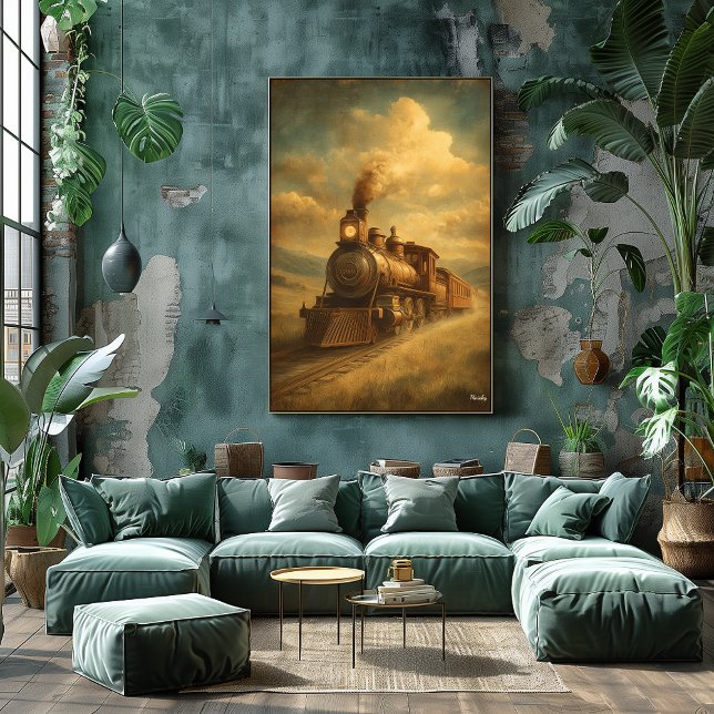 Mid-Century Retro Passage — Steam Locomotive Poster (Von Creator hochgeladen)