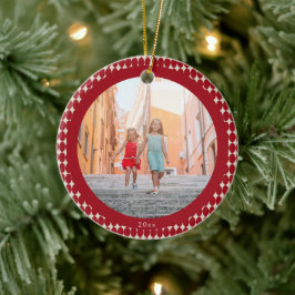 Mid Century Retro Red Baubles 2023 Foto Weihnachte Keramik Ornament