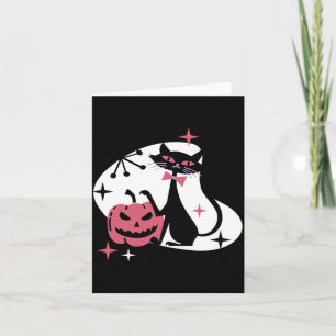 Mid Century Retro Schwarze Katze Kürbis Halloween Karte