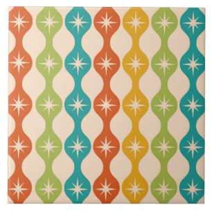 Mid Century Retro Starbursts im Ogee-Muster   Fliese