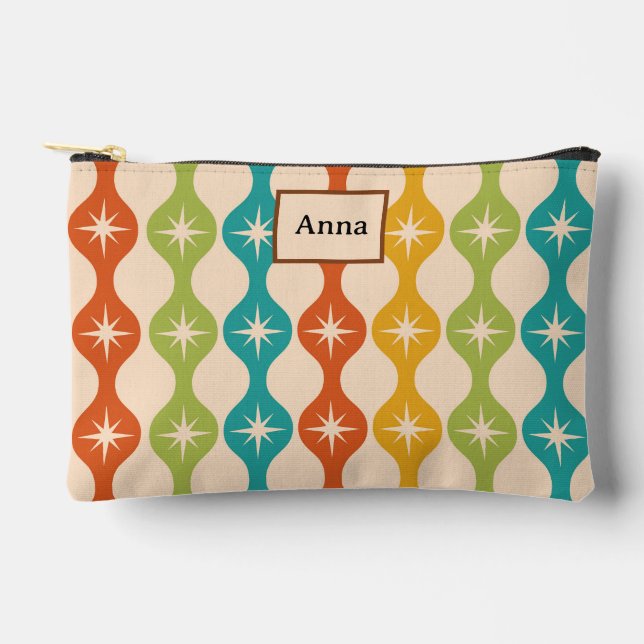 Mid Century Retro Starbursts on ogee cosmetic bag  Zubehörtasche (Vorderseite)