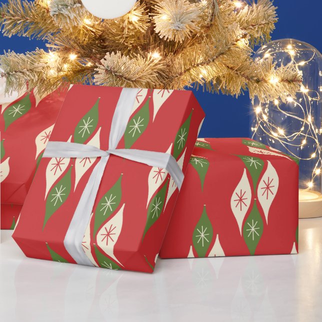 Mid Century Retro Vintage Weihnachtsschmuck Geschenkpapier (Feiertage)