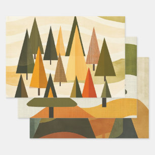 Mid Century Retro Weihnachten Geschenkpapier Set