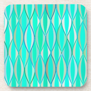 Mid-Century Ribbon Print - shades of turquoise Getränkeuntersetzer